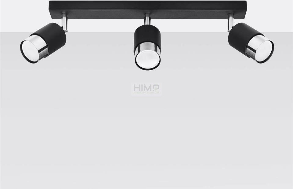 Lampa sufitowa Sollux Plafon NERO 3 czarny/chrom himp