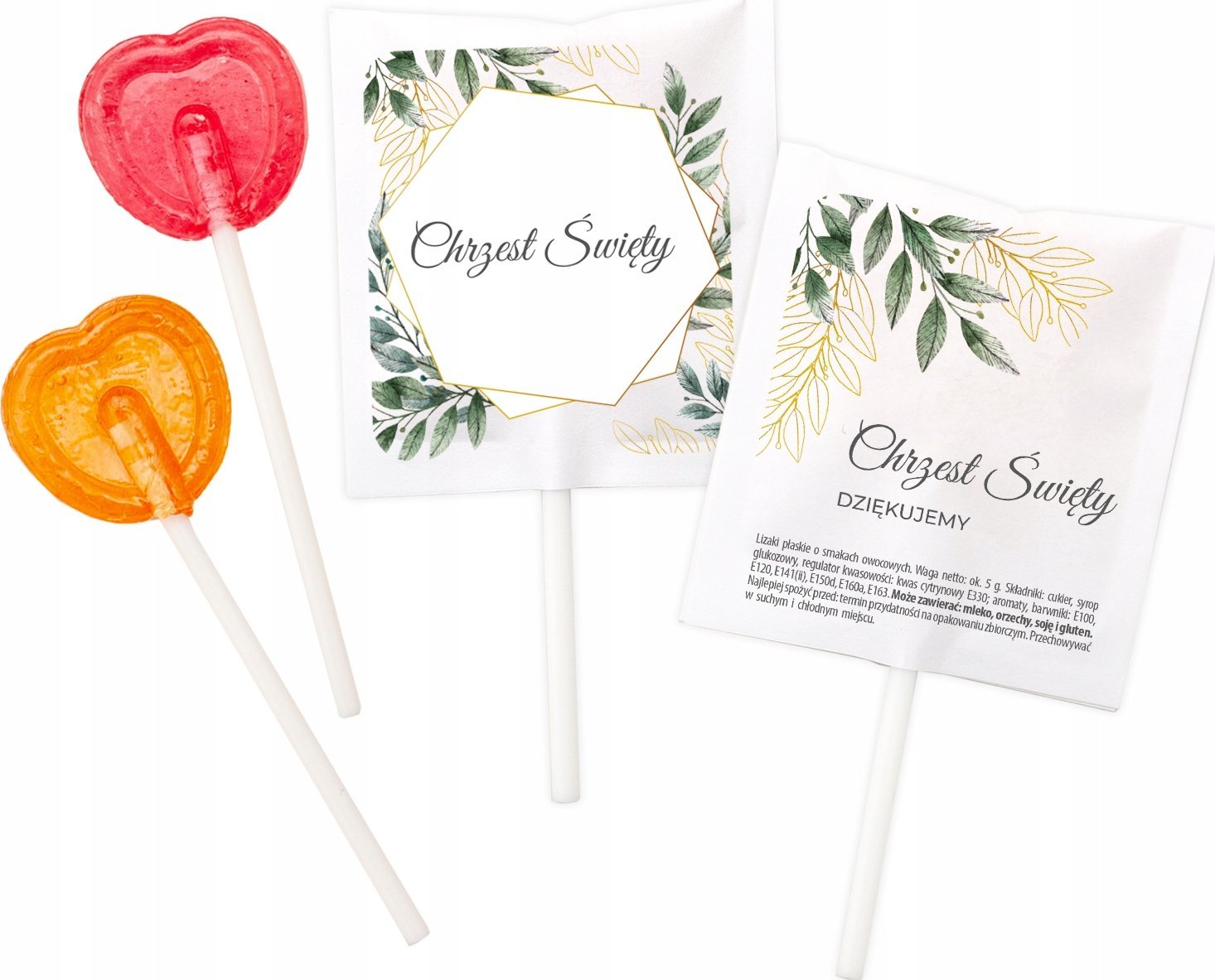 B&B Słodycze z Pomysłem Lizaki podziękowanie Chrzest Święty zestaw 50 szt. wzór 1