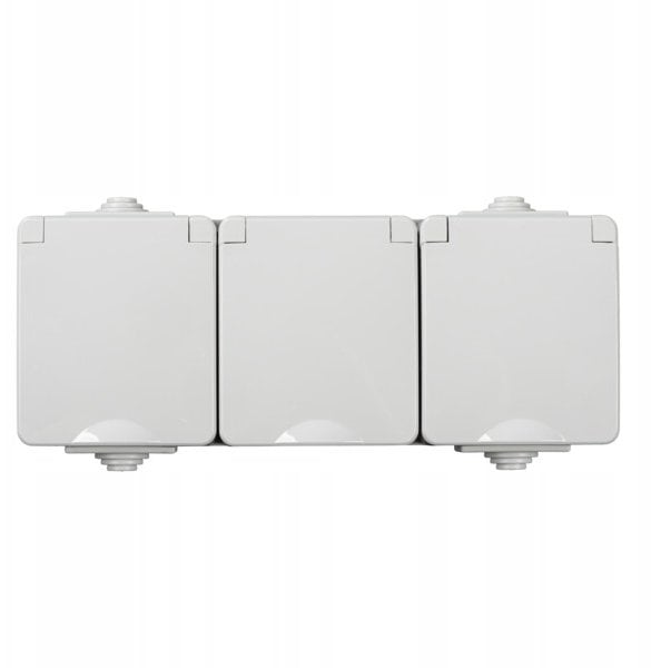 Kanlux Gniazdo zasilające potrójne francuski z ochroną styków TEKNO IP65GR GN3x2P+Z hermetyczny natynkowy IP65 szary 39225