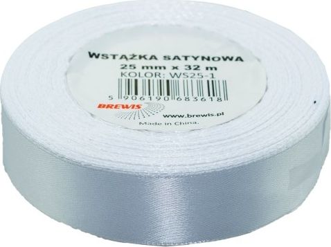 BREWIS Wstążka satynowa BREWIS 25mm/32mm kolor 1 biały Brewis
