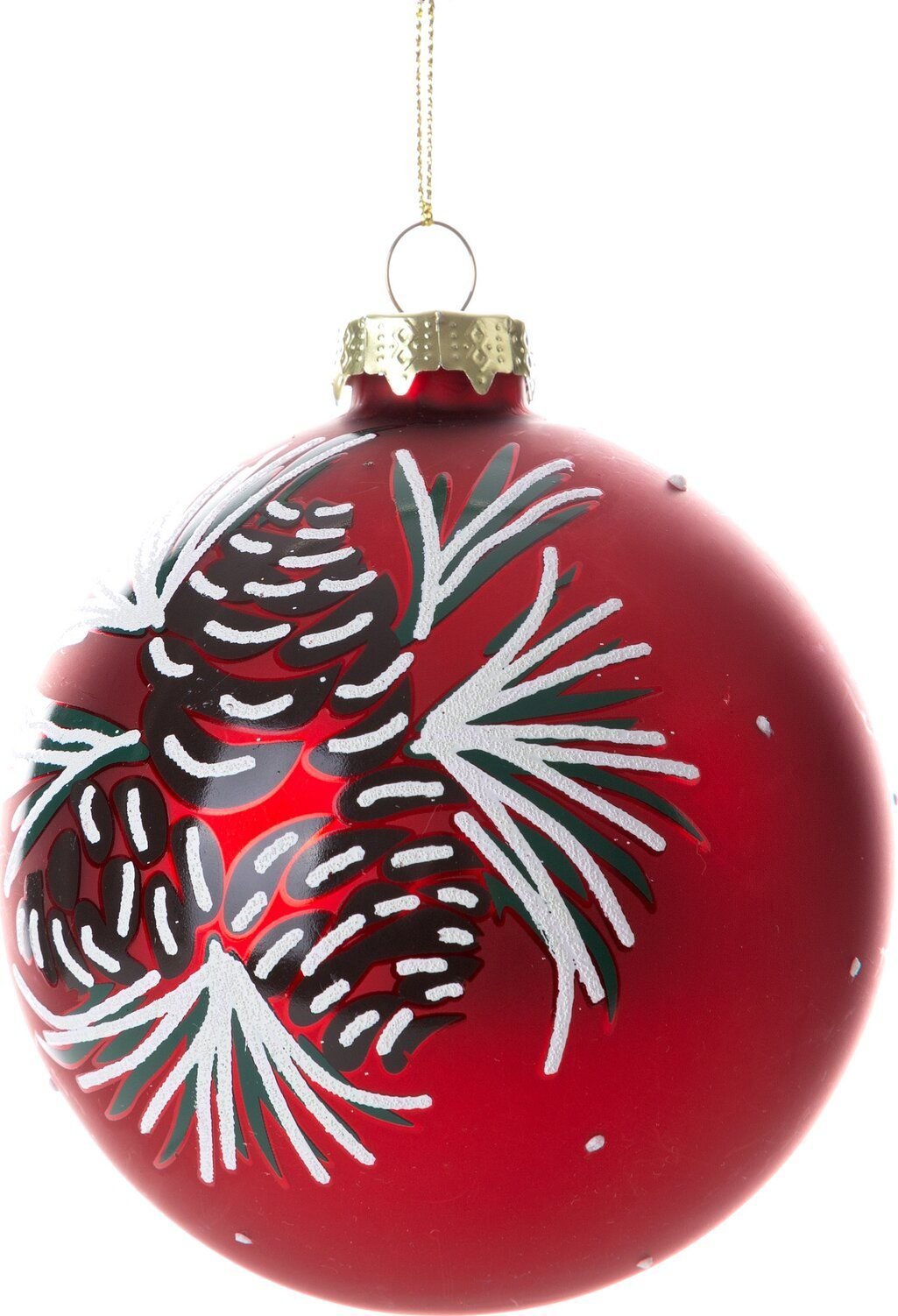Eurofirany Bombka bombki świąteczna malowana szklana luksusowa 479B 10cm czerwona + biała