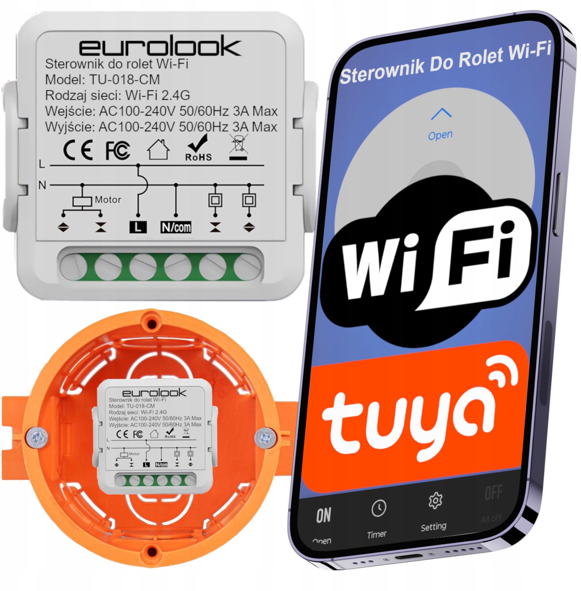 MODUŁ STEROWNIK DO ROLET DOPUSZKOWY TUYA SMART LIFE MINI WYMIARY PROCENTOWY [EUROLOOK TU-018-CM]