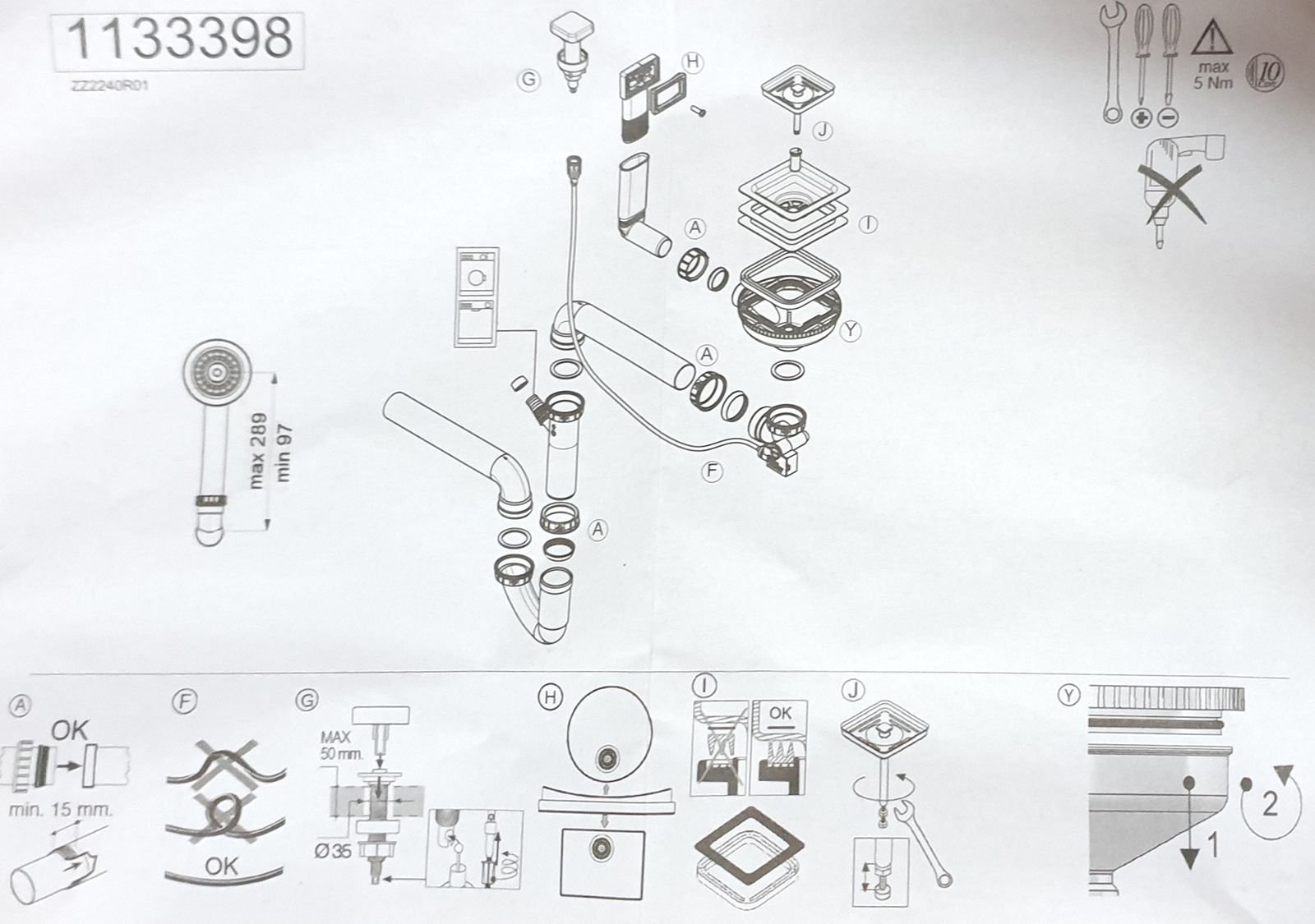 Syfon Alveus Alveus SYFON fi. 114 POP-UP Odpływ -kwadrat PVD - MIEDŹ