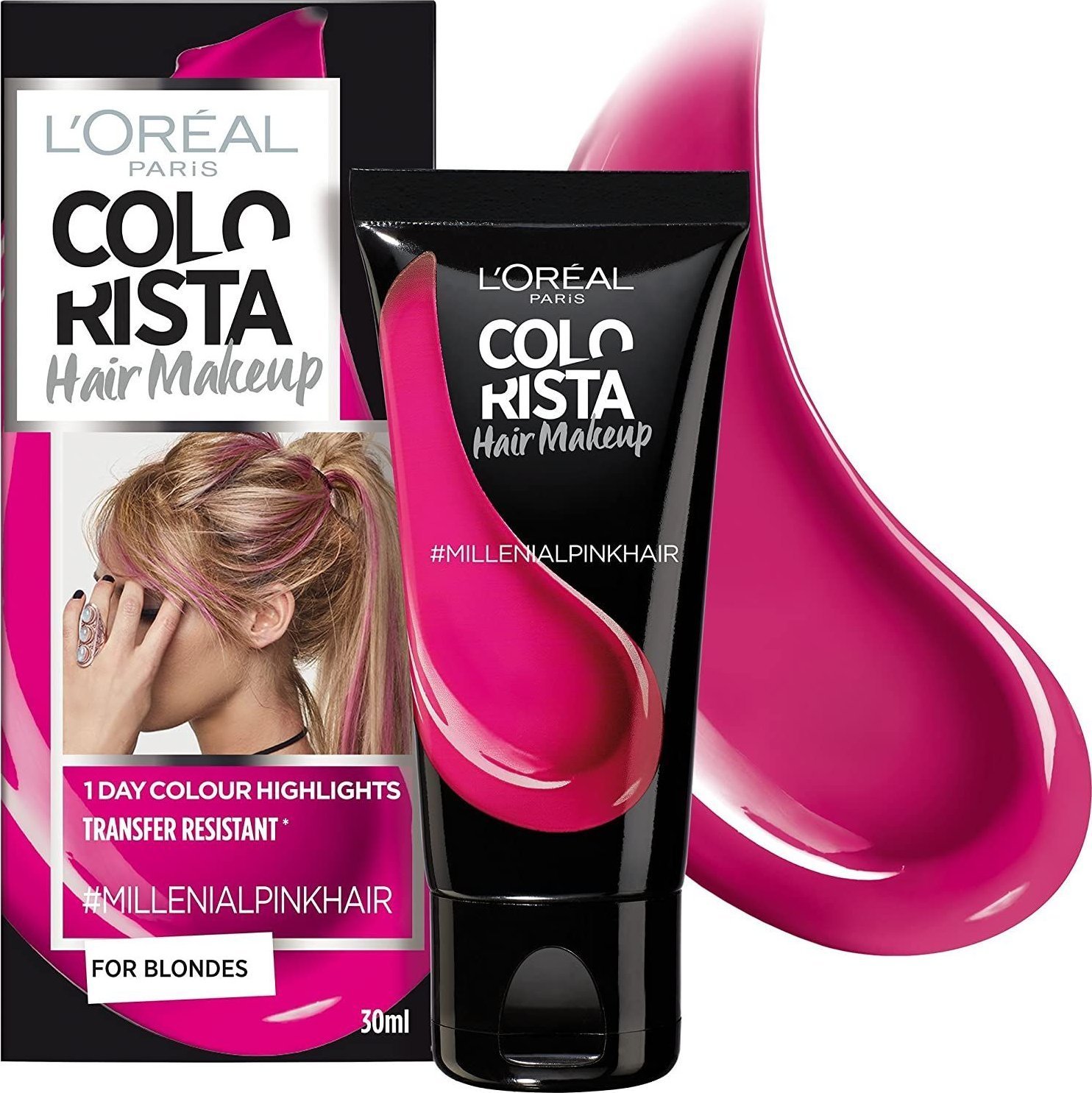 L’Oreal Paris L'Oreal Paris, Colorista Hair Makeup, Semi-Permanent Hair Dye, #MILLENIALPINK, 30 ml For Women