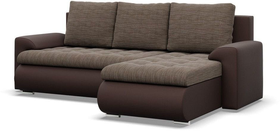 Narożnik rozkładany, prawy, Bosco, plecionka, ekoskóra, 230x159x89 cm, brązowy | TYLETEGOTU