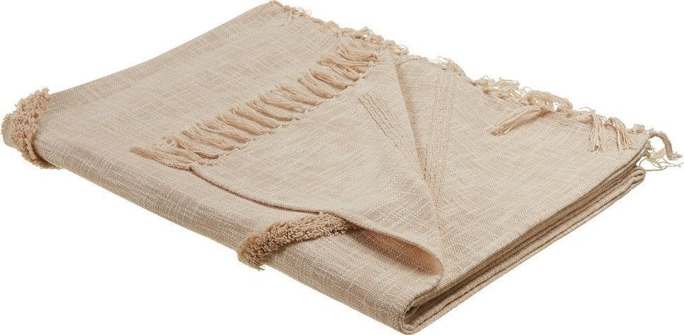 Beliani Koc Bawełniany 130 X 180 Cm Beżowy Jaunpur!