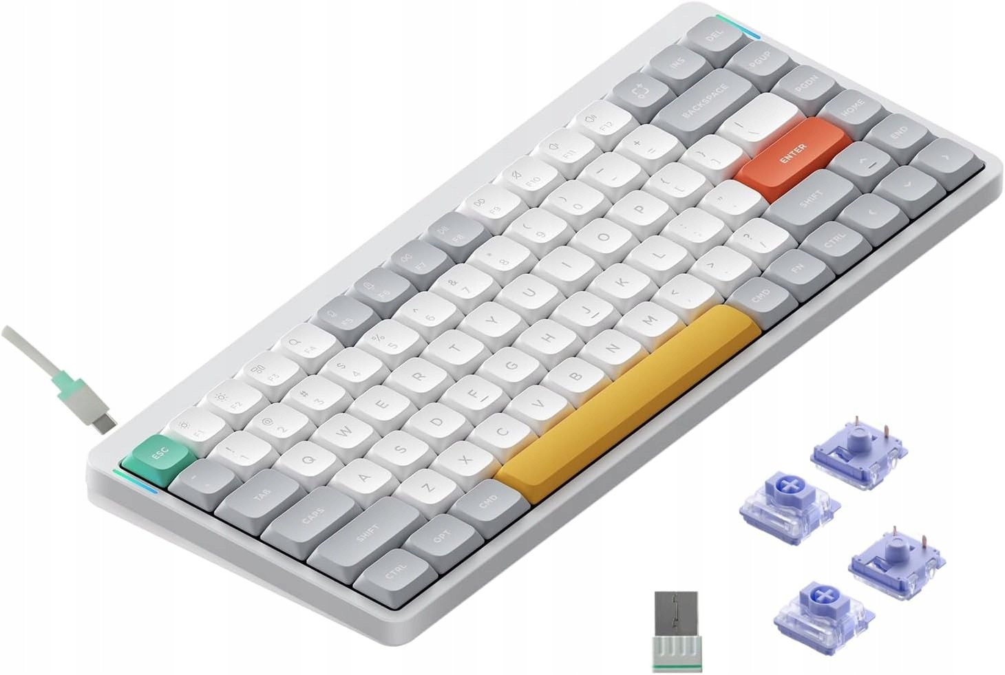 Nuphy - Air75 V2 Wireless Mechanical Keyboard - Bezprzewodowa Klawiatura Mechaniczna Slim Ionic White Wisteria