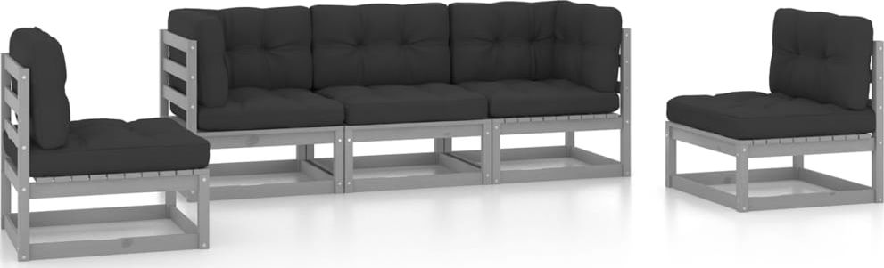 vidaXL 5-cz. zestaw wypoczynkowy do ogrodu, z poduszkami, lita sosna