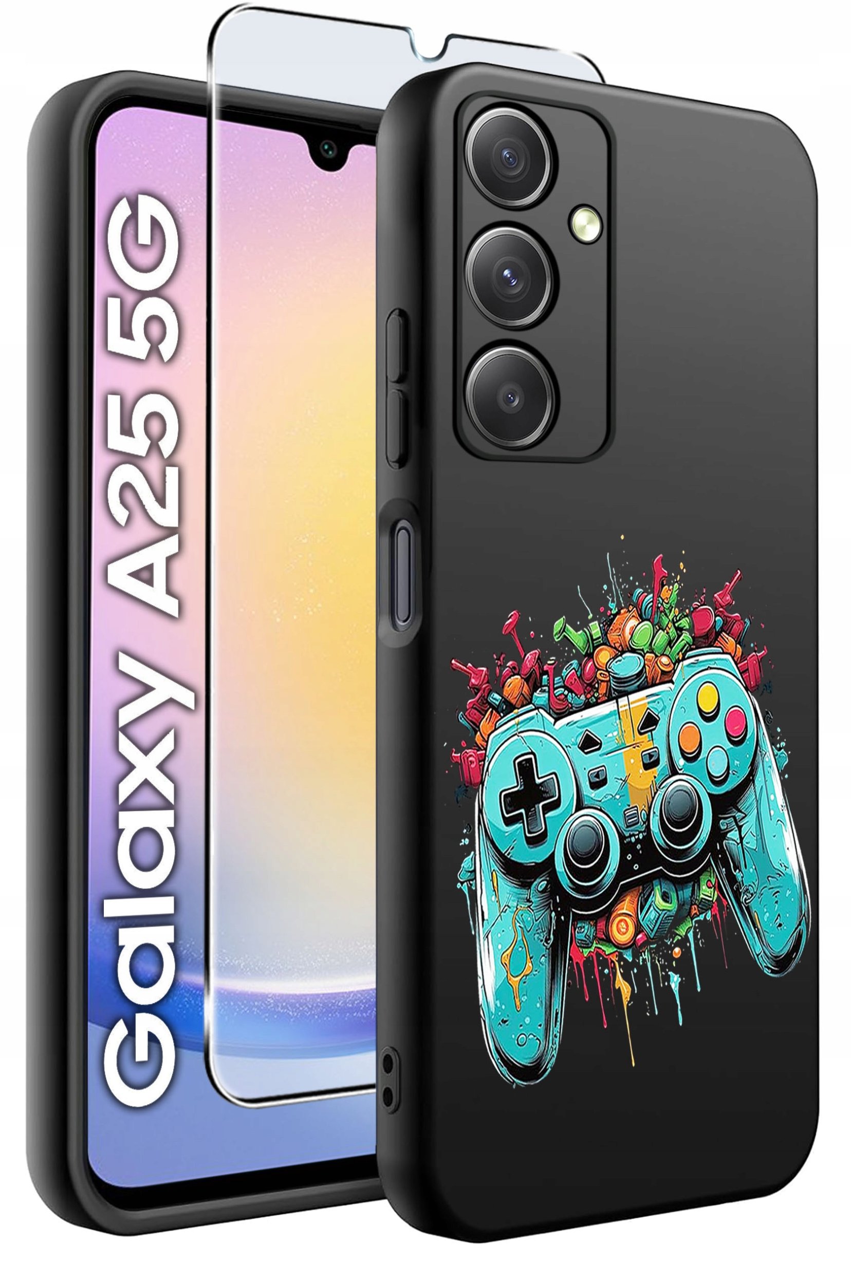 ETUI do Samsung A25 5G WZORY | SILIKONOWE MATT CASE + SZKŁO HARTOWANE 9H