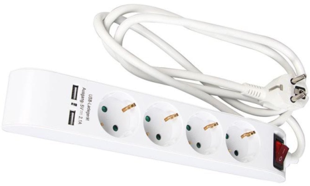 Asus Przedłużacz 4-gniazdowy 1.4m a/z/s/USB 2.1A 3x1.5mm KF-GSB-04KU3X1.5/1.4M