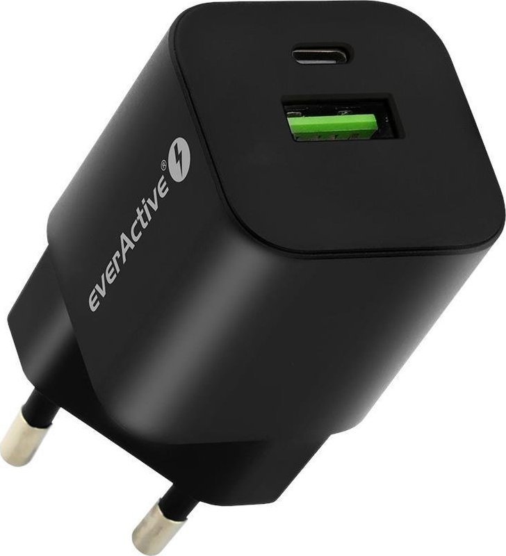 Ładowarka EverActive Ładowarka sieciowa everActive GaN SC-390QB z gniazdem USB QC3.0 oraz USB-C PD PPS 30W