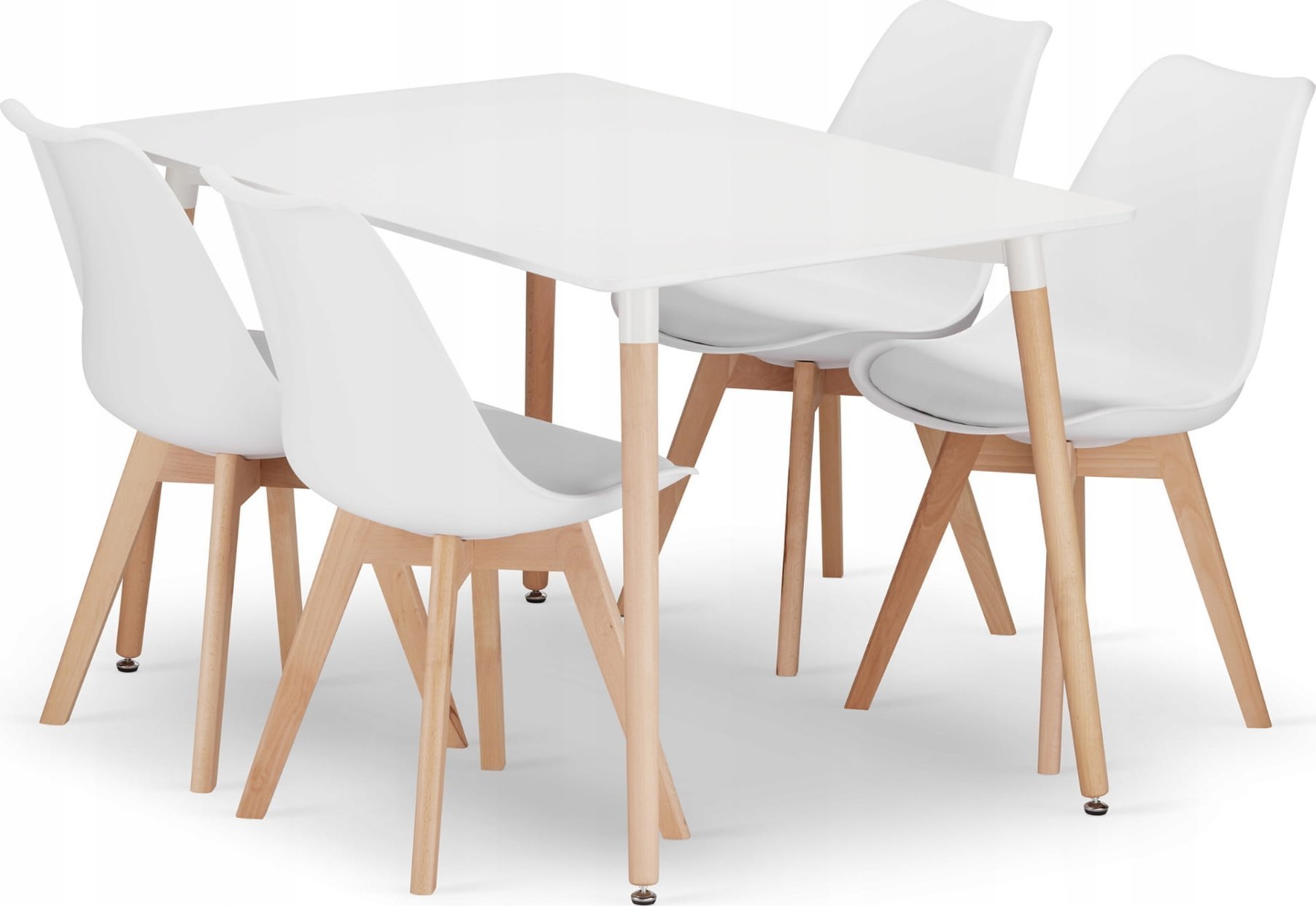 Leobert Zestaw stół prostokątny ADRIA 120x80 biały + 4 krzesła MARK białe