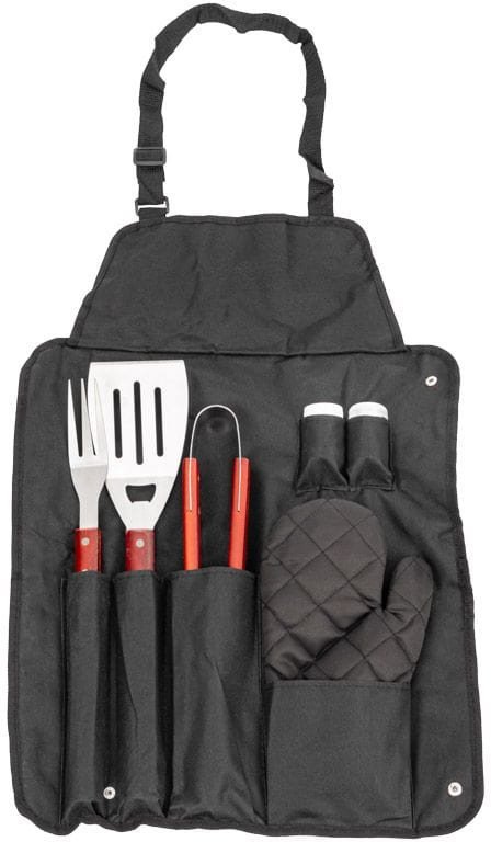 ZESTAW AKCESORIÓW DO GRILLA Z FARTUCHEM 7 ELEMENTÓW