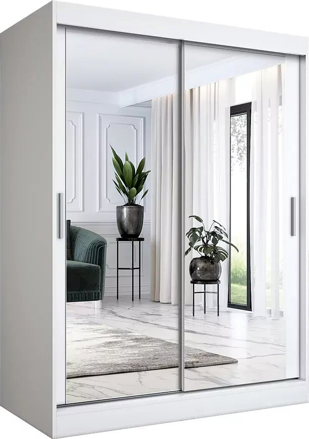 Elior Biała szafa przesuwna z lustrem 150 cm - Edna 4X