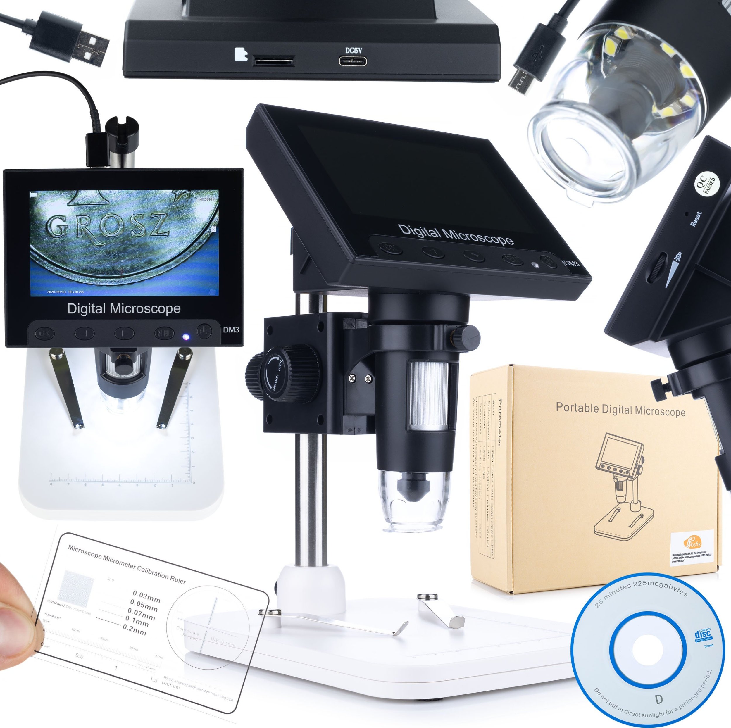 Mikroskop Rosfix MIKROSKOP CYFROWY Z WYŚWIETLACZEM DO LUTOWANIA JUBILERSTWA 1000X FULLHD HQ