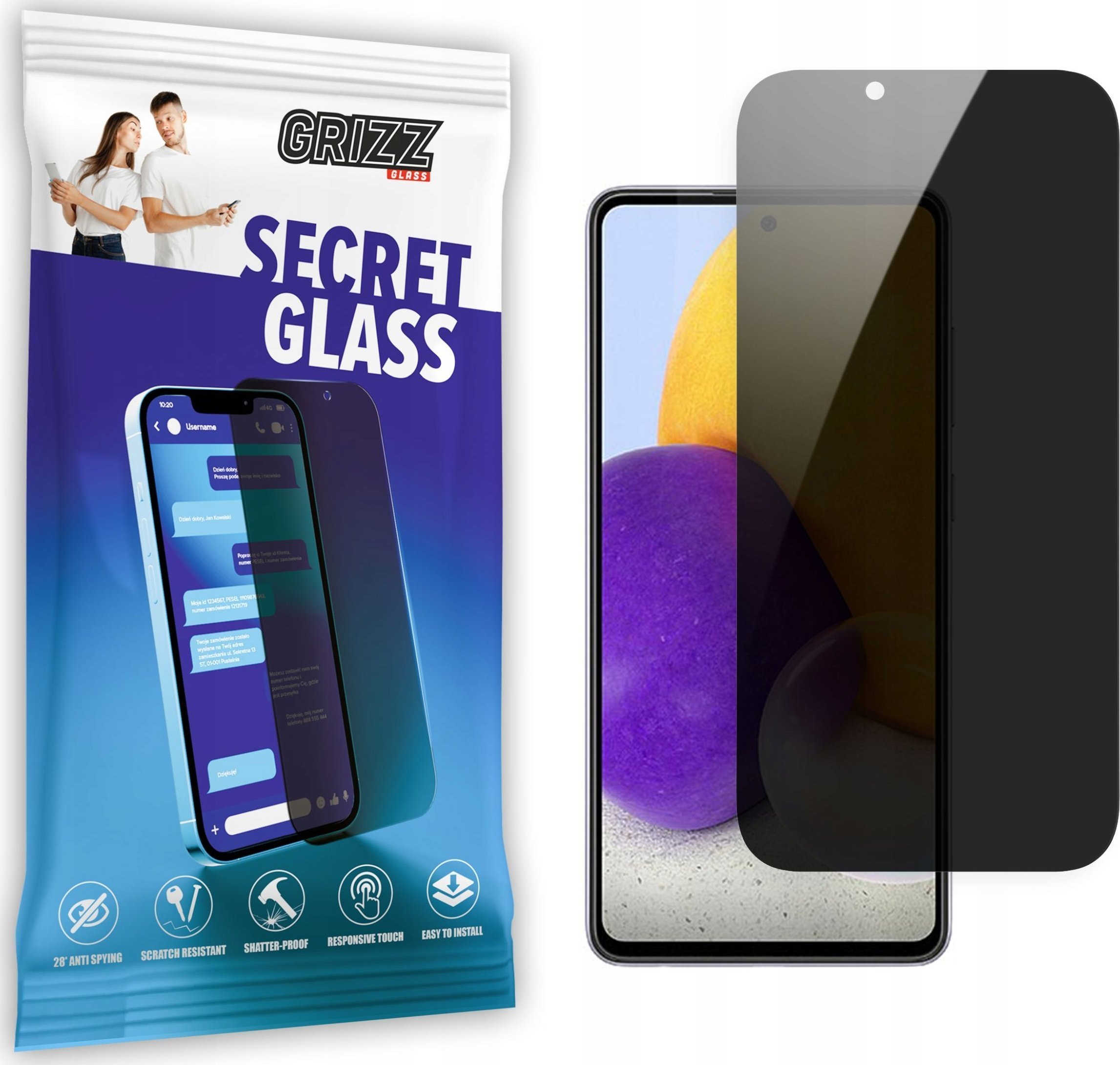 GrizzGlass Szkło prywatyzujące GrizzGlass SecretGlass Samsung Galaxy A72 4G