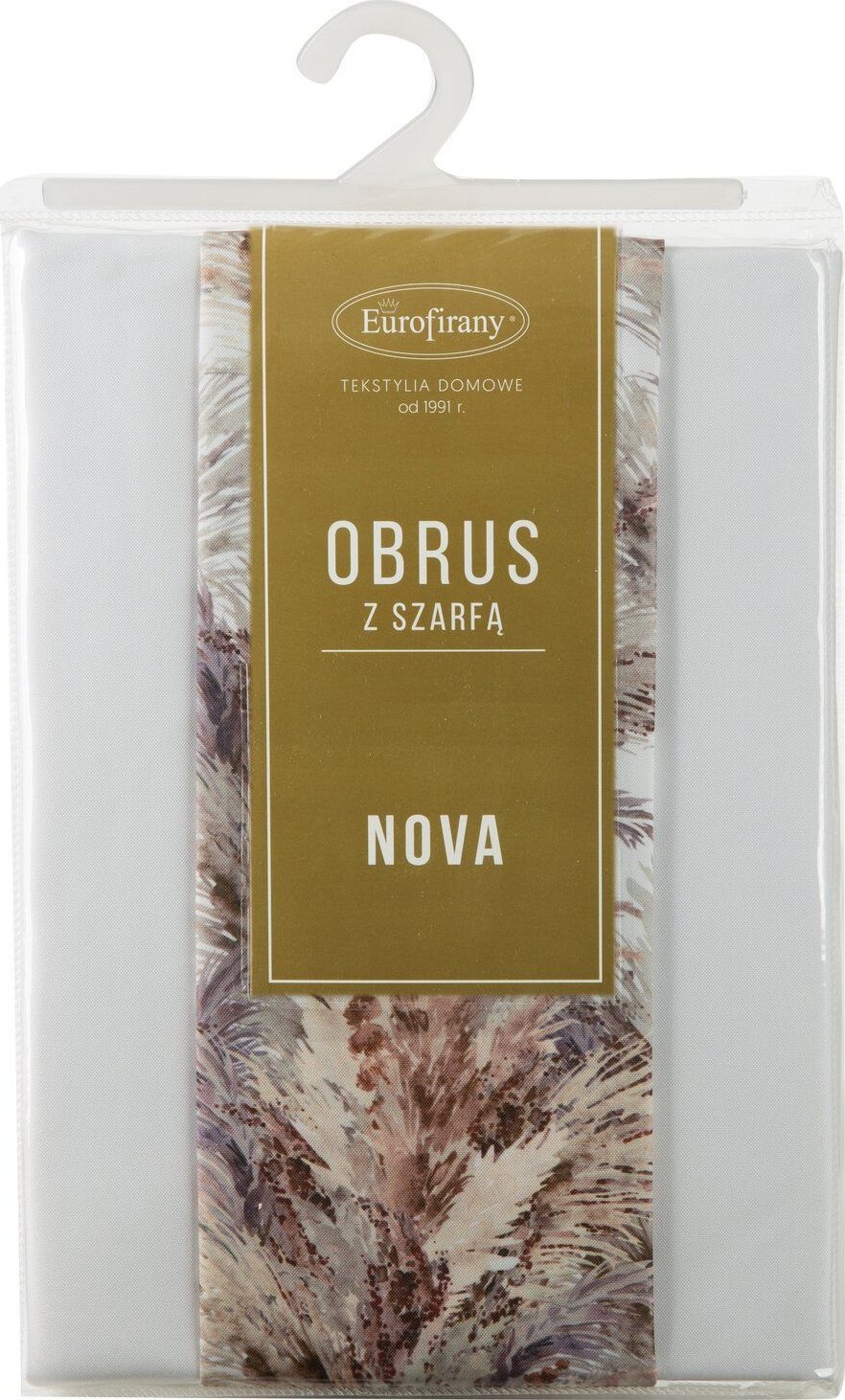 Obrus dekoracyjny z szarfą ANITA 140X220 + 33X220 biały