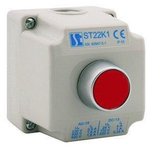 Spamel Kaseta sterownicza 1-otworowa z przyciskiem dłoniowym czerwonym - ST22K1\04-1