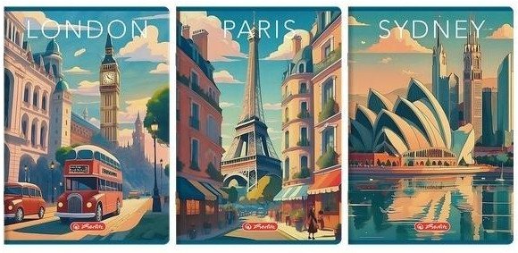 Zeszyt A4/96K linia z marginesem Retro City (5szt)