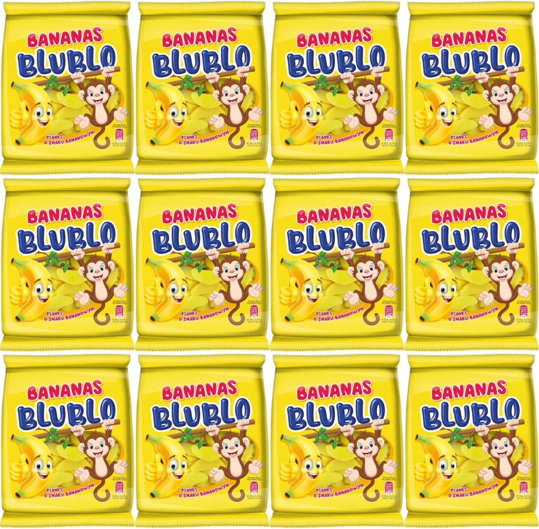 Blublo Żelki pianki bananki 80 g x 12 sztuk