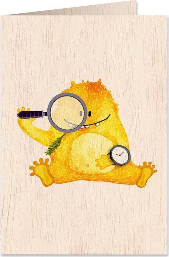 Cozywood Karnet drewniany C6 + koperta Misiek z lupą