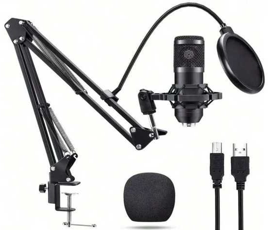 Mikrofon studyjny usb pojemnościowy zestaw statyw pop filtr kardioidalny