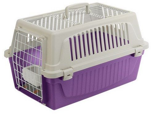 Ferplast Atlas 20 Open - transporter z otwieranym sufitem beżowo-fioletowy