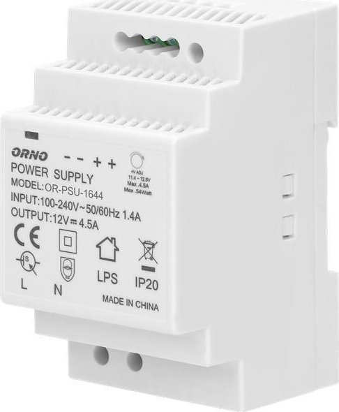 Orno Zasilacz na szynę DIN 12VDC 4,5A 54W OR-PSU-1644