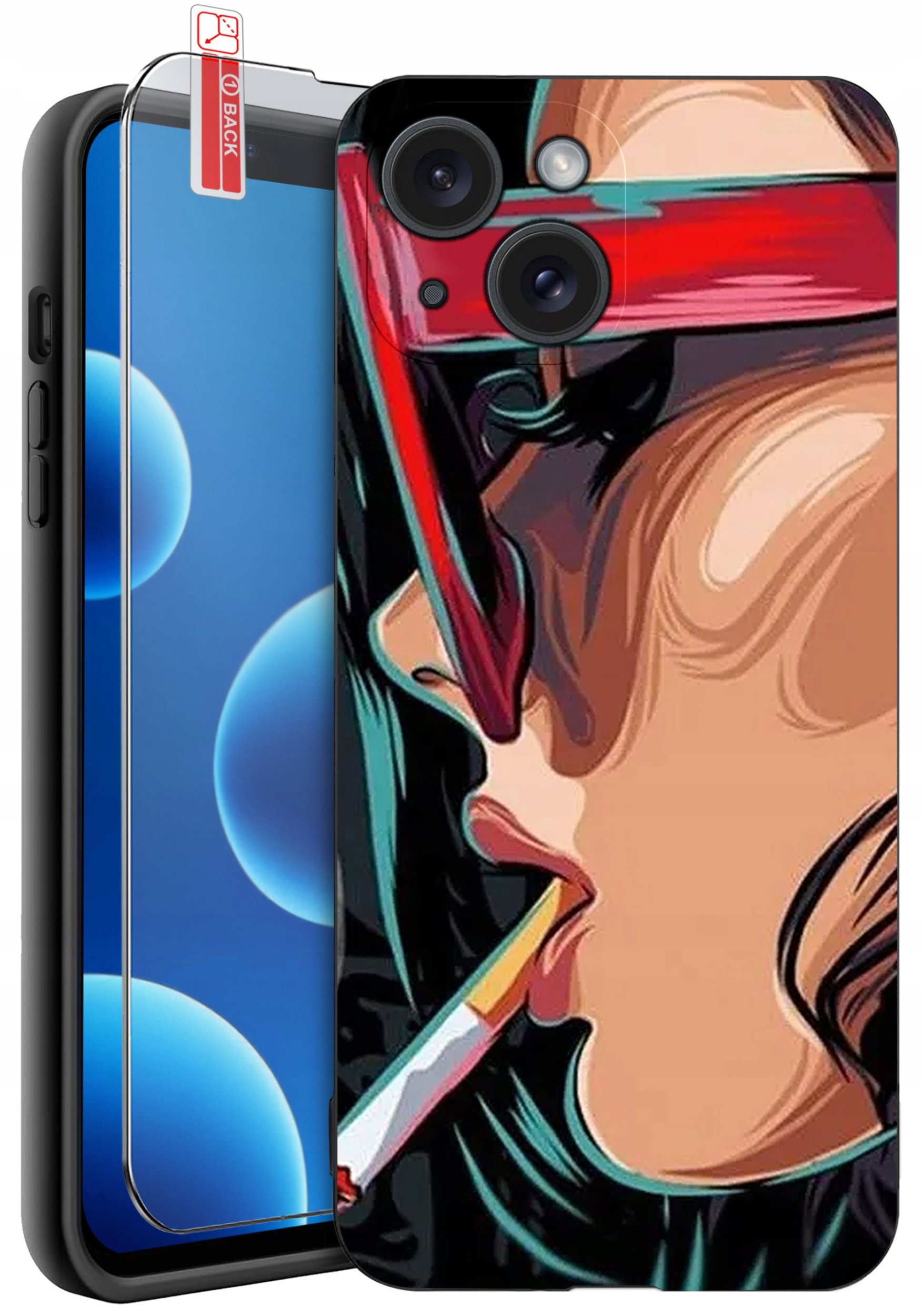 ETUI do iPhone 13 | 14 | WZORY | SILIKONOWE MATT CASE + SZKŁO 9H