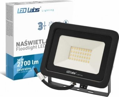Naświetlacz LED FLOODLIGHT 30W 2550lm 4000K IP65 neutralna biała NW czarny 3 lata gwarncji LED LabsFAROFORM