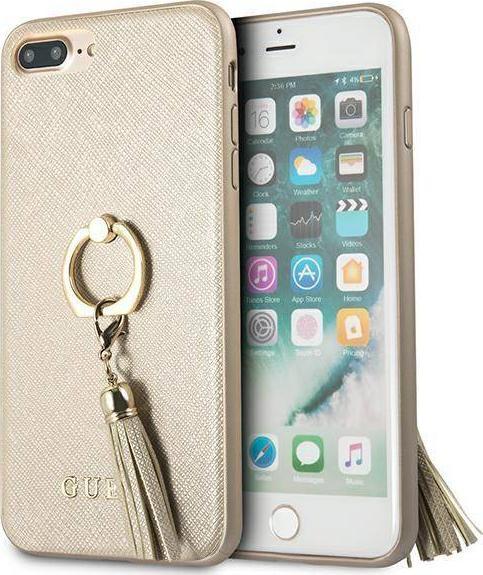 Guess Guess GUHCI8LRSSABE iPhone 7/8 Plus beige/beżowy hard case Saffiano with ring stand