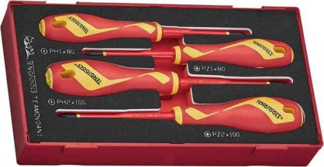 Teng Tools ZESTAW WKRĘTAKÓW KRZYŻOWYCH VDE 1000V TEAMDV04N1, 4SZT. (1 KPL)