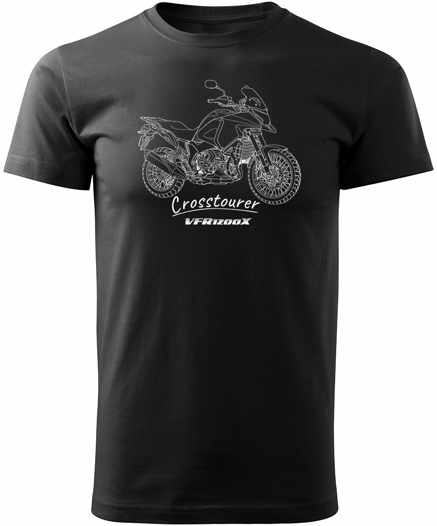 Koszulka z motocyklem Honda VFR1200X VFR 1200 X Crosstourer męska czarna REGULAR M