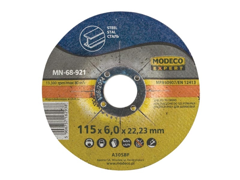 Modeco Ściernica wypukła do szlifowania stali 230x6x22,23mm 25szt. - MN-68-925