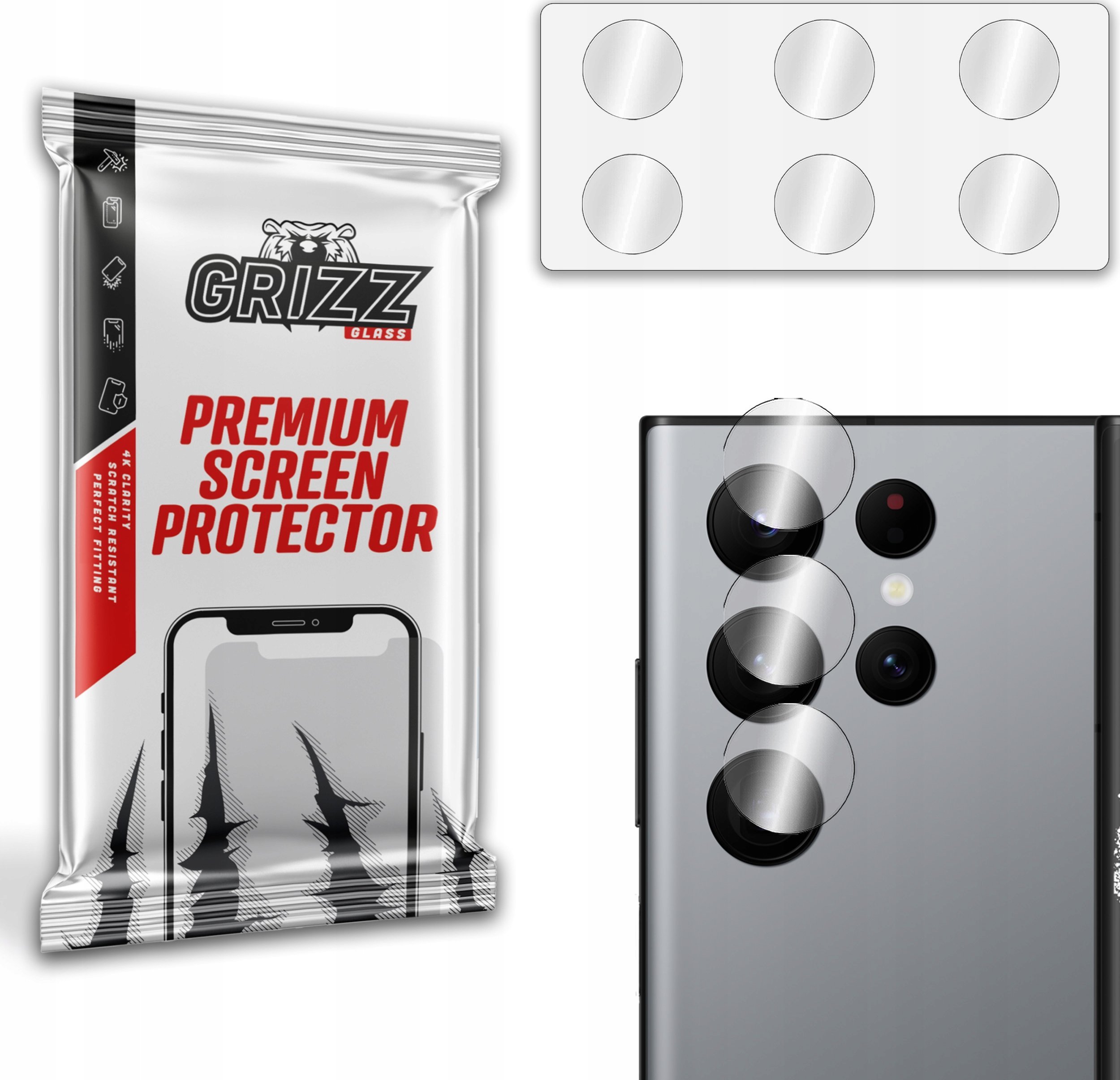 GrizzGlass Szkło hybrydowe na aparat Grizz Samsung Galaxy S22 Ultra