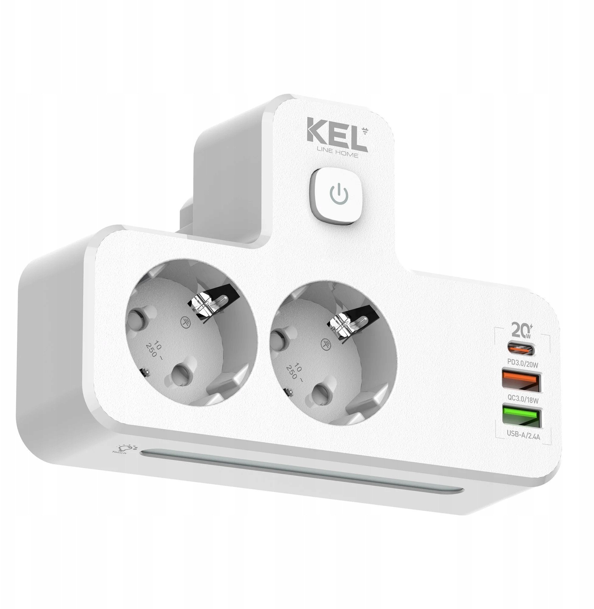 Rozgałęźnik podwójny z włącznikiem i lampką SCHUKO + USB R-270SWS/CA