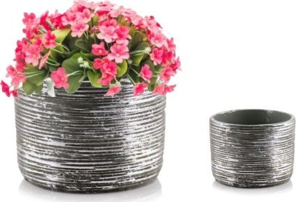 Polnix Osłonka szara ceramiczna na kwiaty cylinder 14x13cm