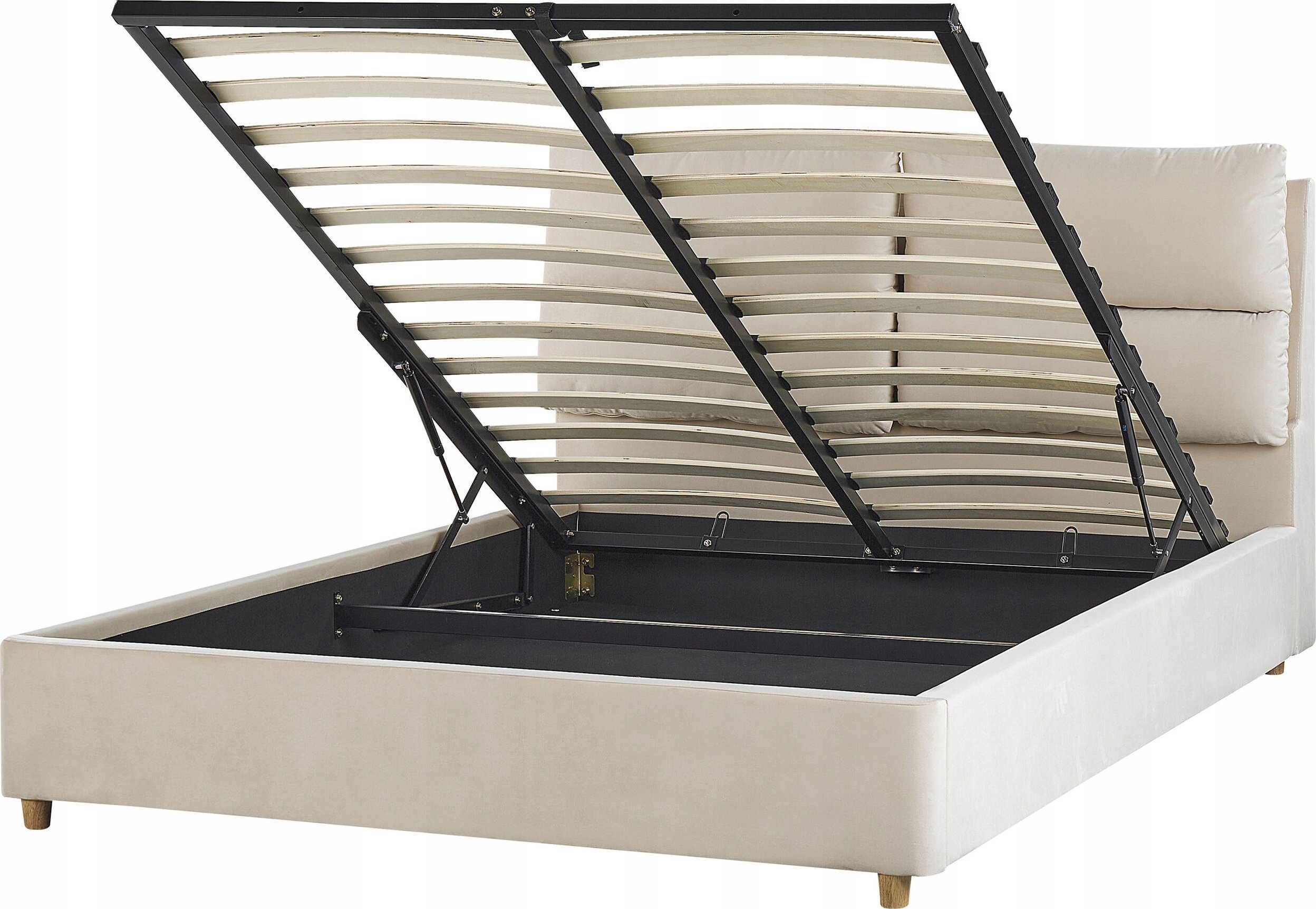 Beliani Łóżko z pojemnikiem welurowe 140 x 200 cm beżowe BATILLY