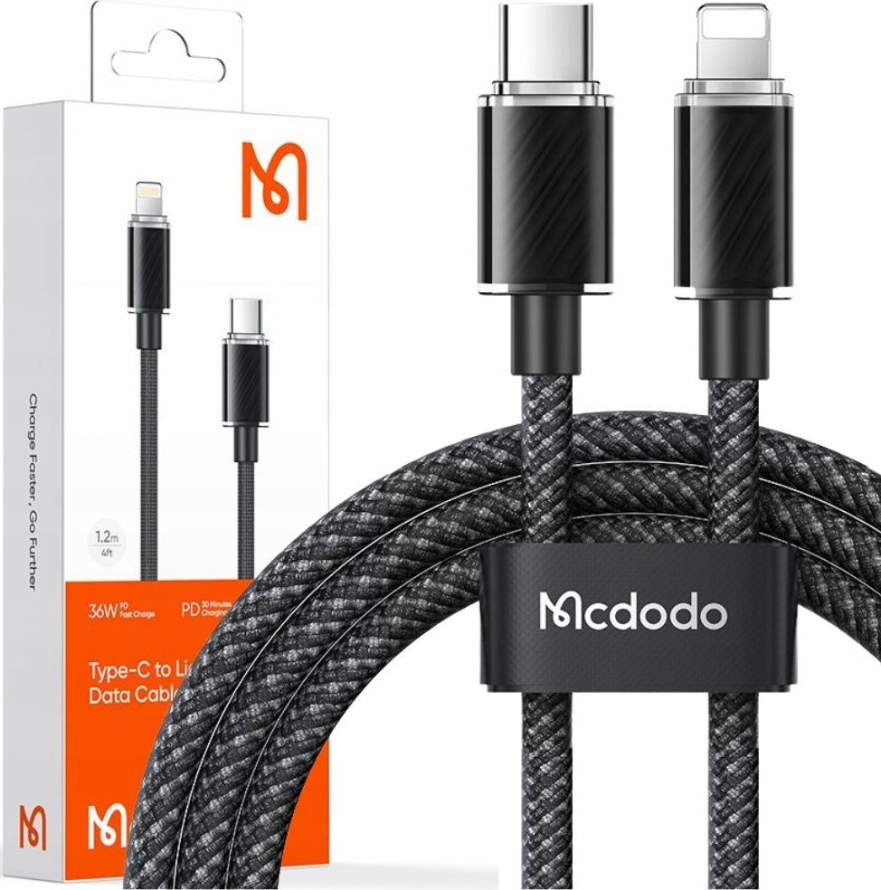 Ładowarka Mcdodo MCDODO ŁADOWARKA KABEL USB-C LIGHTNING DO IPHONE 11 12 13 14 PRO 1M CZARNY