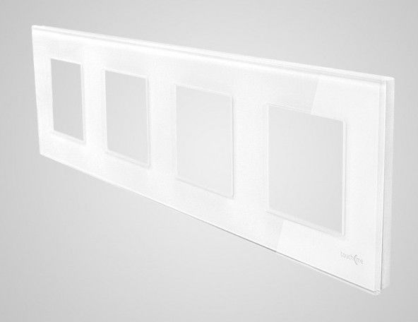 Touchme Ramka poczwórna szklana biała (TM718W)