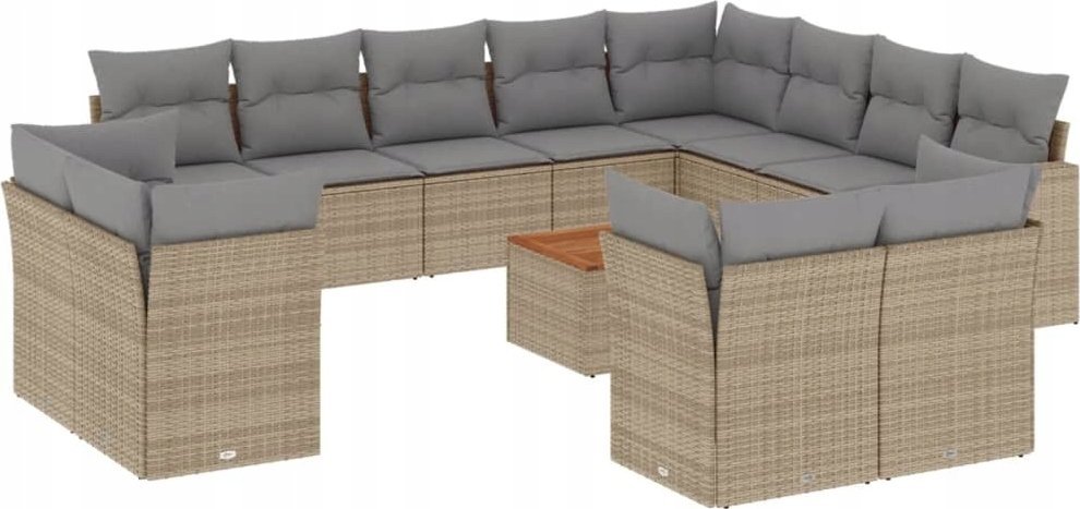 vidaXL 13-częsciowy zestaw mebli ogrodowych z poduszkami, mieszany beż