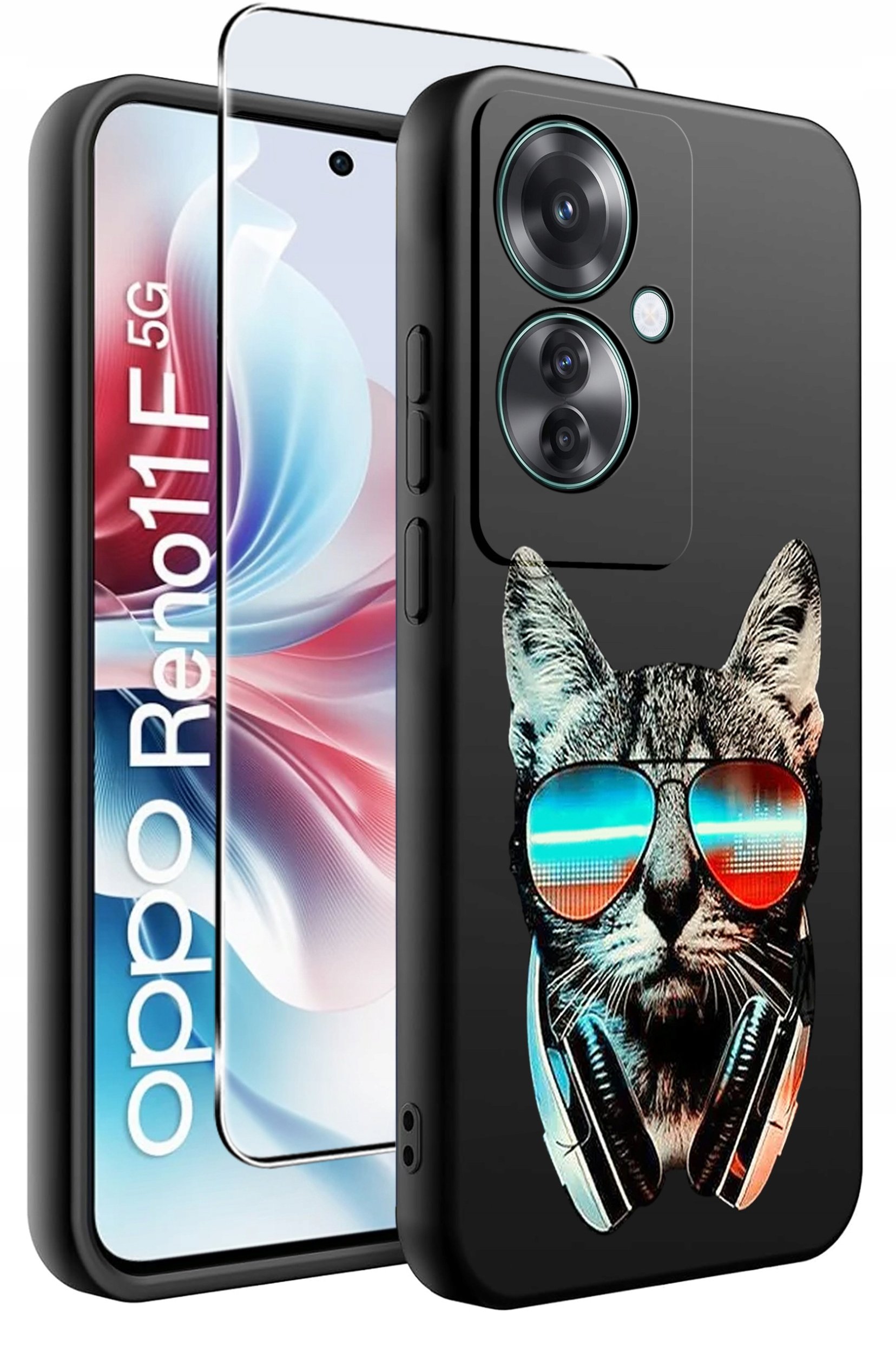 ETUI do Oppo Reno11 F 5G WZORY | SILIKONOWE MATT CASE + SZKŁO HARTOWANE 9H