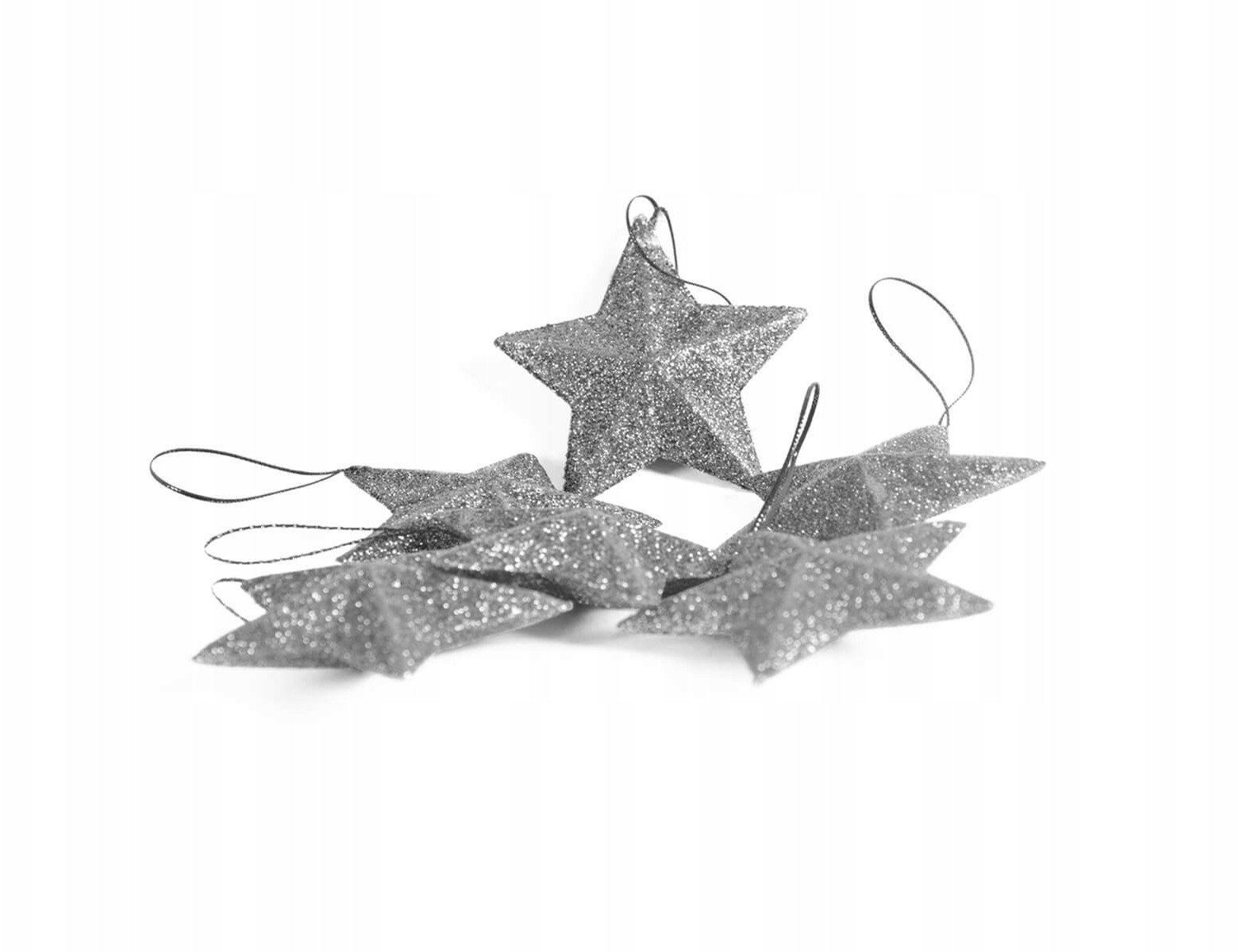 Gwiazdki brokatowe srebrne 6szt