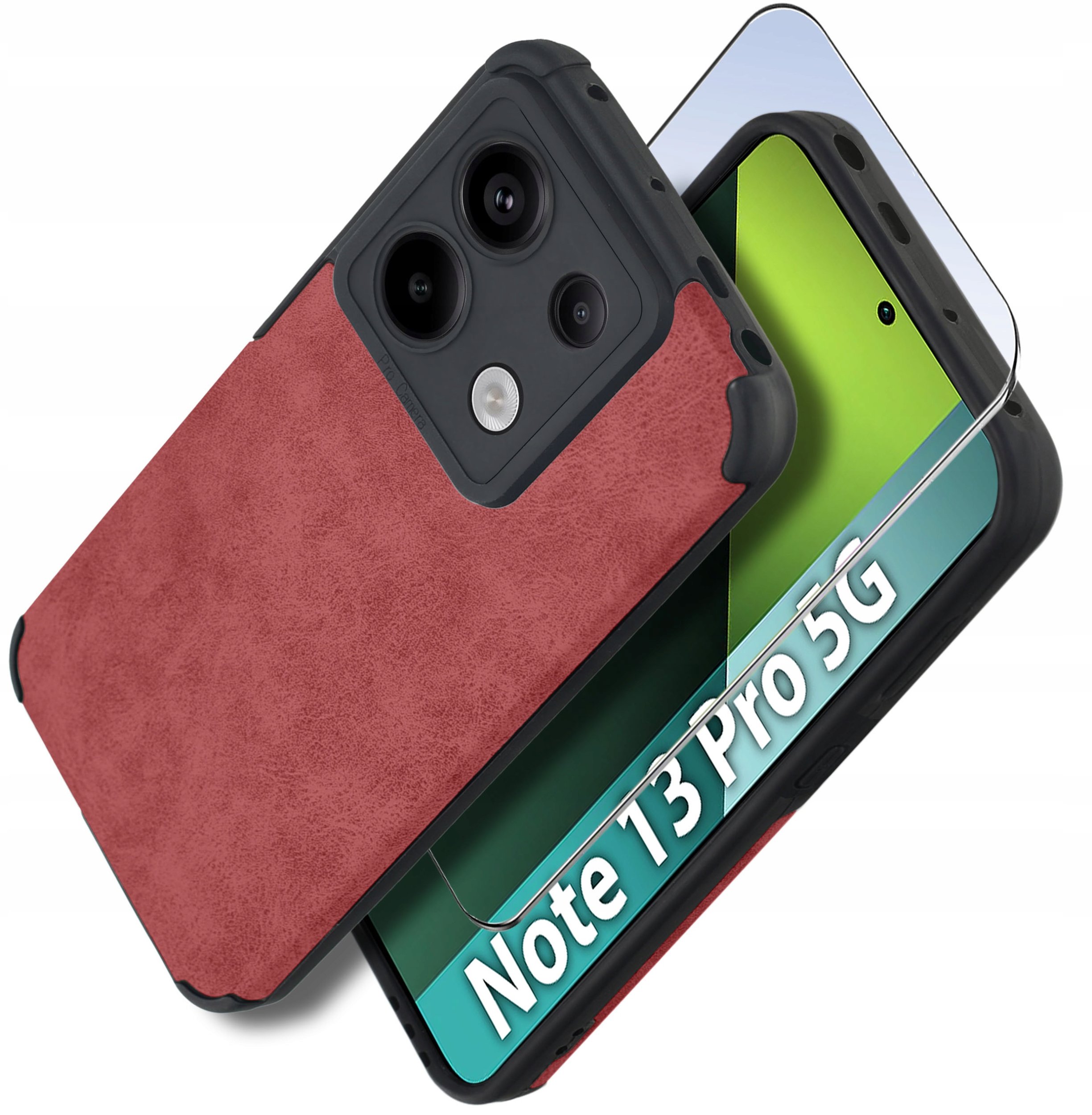 Etui do Xiaomi Redmi Note 13 Pro 5G silikonowe SKÓRZANE VINTAGE + Szkło 9H