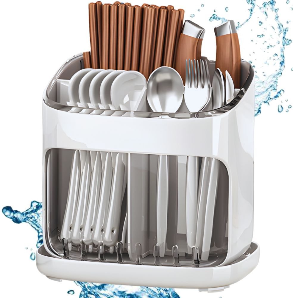 Organizer ociekacz na sztućce suszarka stojak do kuchni z odpływem 4 komory