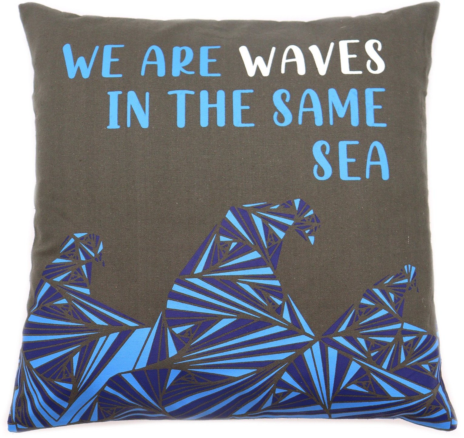 Szara poszewka bawełniana z nadrukiem