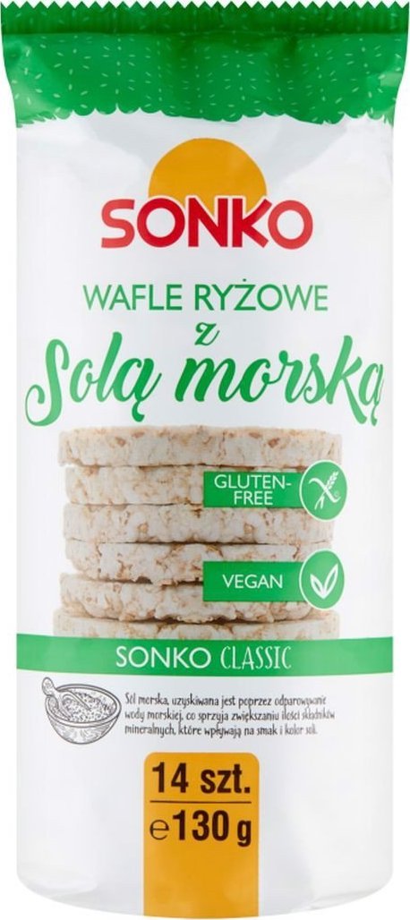 SONKO Sonko Classic Wafle ryżowe z solą morską 130 g (14 sztuk)