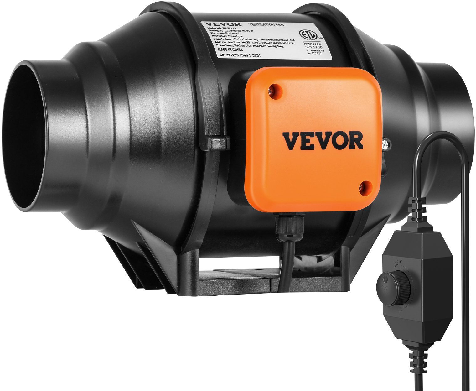 Wentylator kanałowy 102mm wyciągowy z regulacją prędkości HVAC AC