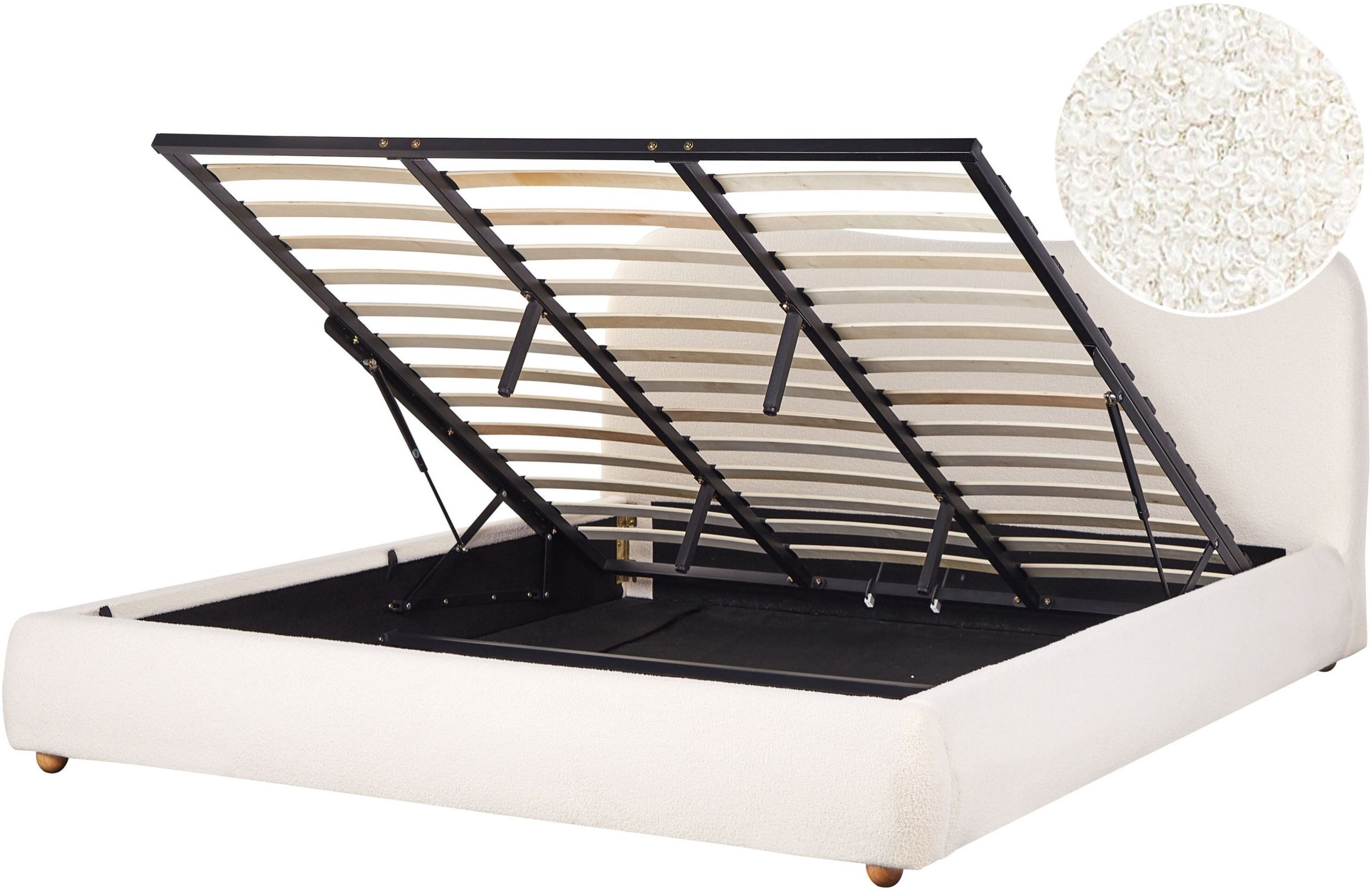 Łóżko z pojemnikiem Boucle BLAGNAC 180 x 200 cm Złamana biel