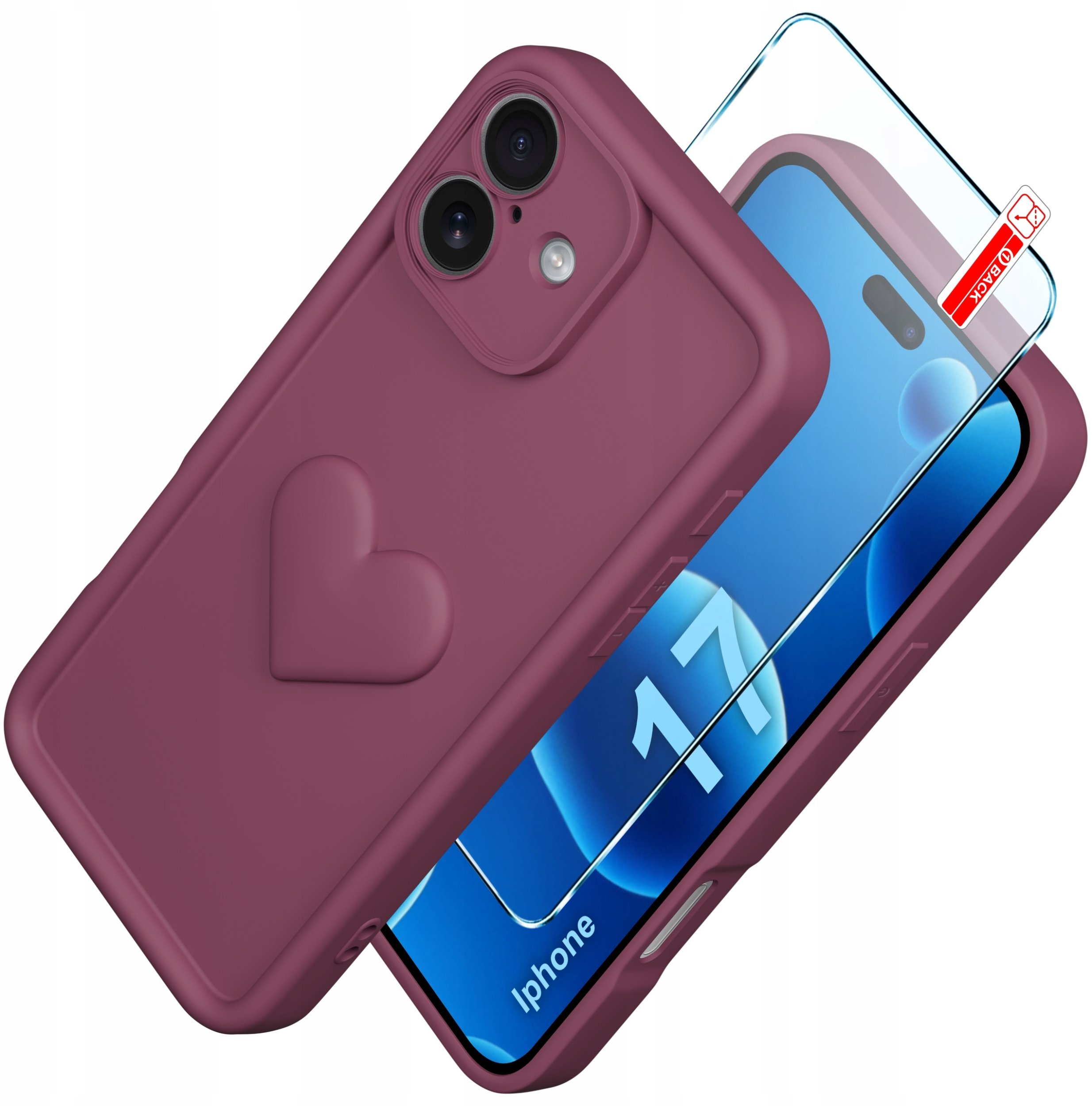 Etui do iPhone 17 CASE silikonowe MATOWE serce + Szkło ochronne 9H